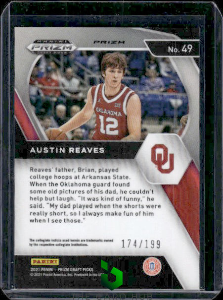 2021 Panini Prizm Draft Picks #49 Austin reaves Blue #/199 RC