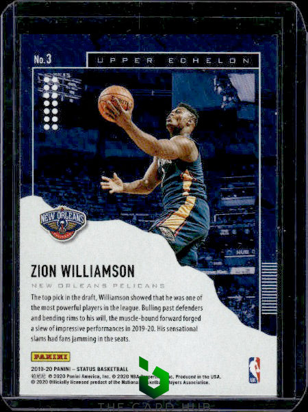 2019-20 Panini Status #3 Zion Williamson Upper Echelon Red RC