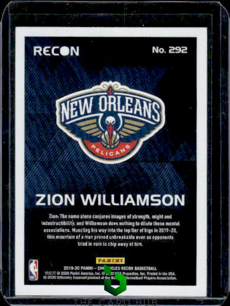 2019-20 Panini Chronicles #292 Zion Williamson Teal RC