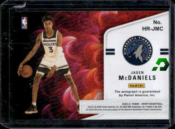 2020-21 Hoops #HR-JMC Jaden McDaniels Hot Signatures Rookies RC