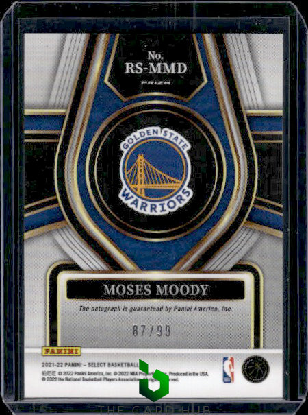 2021-22 Panini Select #RS-MMD Moses Moody Rookie Sig Neon Green Prizms #/99 RC