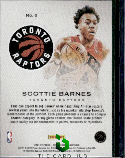 2021-22 Panini Court Kings #6 Scottie Barnes Works in Progress RC