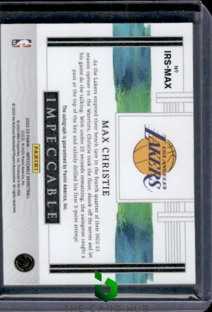 2022-23 Panini Impeccable Max Christie Impeccable Rookie Signatures #/99 RC