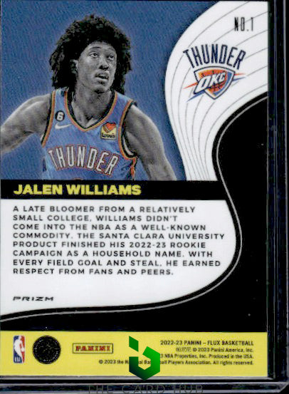 2022-23 Panini Flux #1 Jalen Williams Incoming Silver