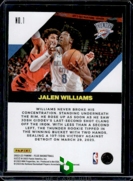 2022-23 Panini Flux #1 Jalen Williams Flow Motion RC