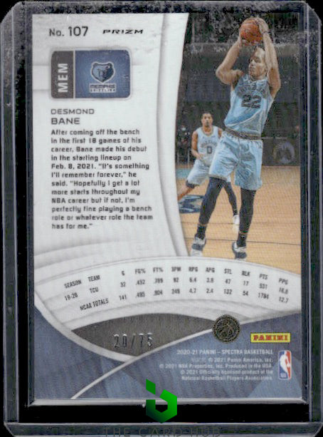 2020-21 Panini Spectra #107 Desmond Bane Asia Red Yellow Green RC