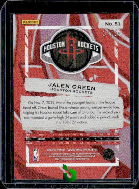 2022-23 Panini Court Kings #51 Jalen Green Amethyst #/99