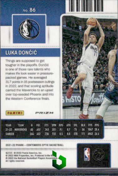 2021-22 Panini Contenders Optic #86 Luka Doncic Silver