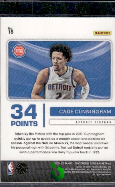 2021-22 Panini Contenders Optic #18 Cade Cunningham Numbers Red Cracked Ice RC