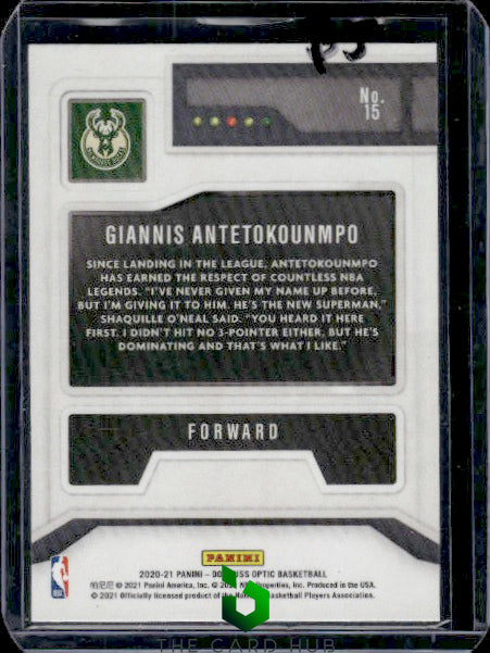 2020-21 Donruss Optic #15 Giannis Antetokounmpo T-Minus 3...2...1