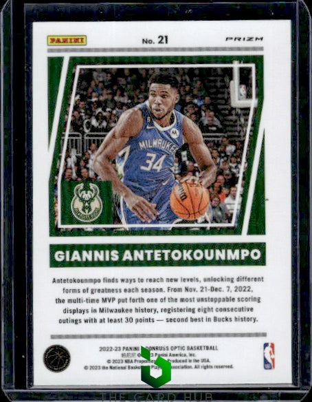 2022-23 Donruss Optic #21 Giannis Antetokounmpo Elite Dominators Holo