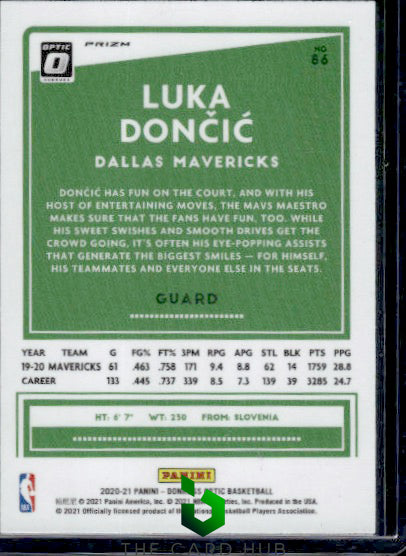 2020-21 Donruss Optic #86 Luka Doncic Blue Velocity