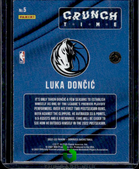 2021-22 Donruss #5 Luka Doncic Crunch Time Press Proof