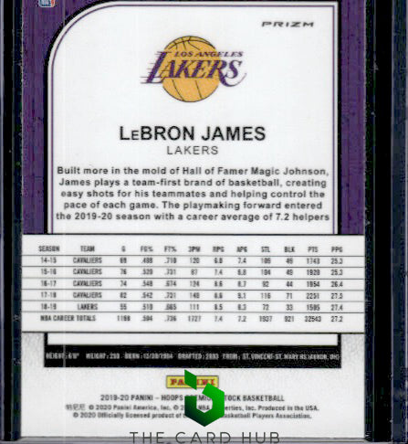 2019-20 Hoops Premium Stock #87 LeBron James Prizms Silver