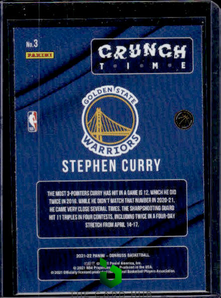 2021-22 Donruss #3 Stephen Curry Crunch Time Press Proof Purple