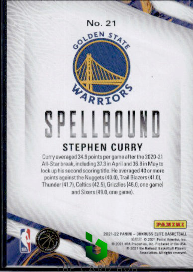 2021-22 Donruss Elite #21 Stephen Curry Spellbound