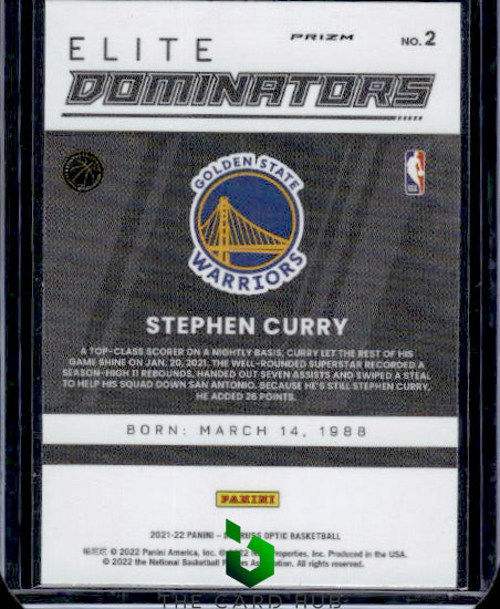 2021-22 Donruss Optic #2 Stephen Curry Elite Dominators Holo