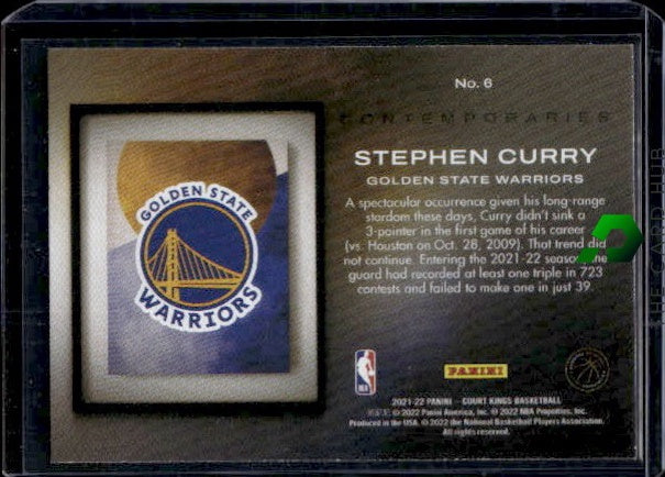 2021-22 Panini Court Kings #6 Stephen Curry Contemporaries