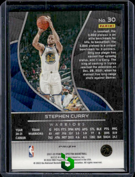 2021-22 Panini Spectra #30 Stephen Curry 75th Anniversary