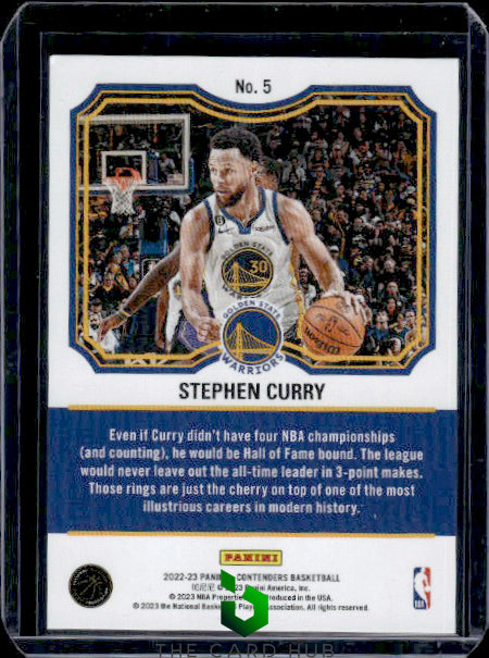 2022-23 Panini Contenders #5 Stephen Curry Ticket to the Hall