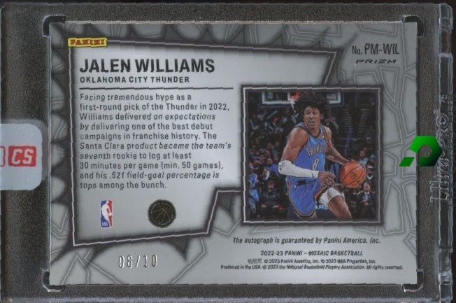 2022-23 Panini Mosaic #PM-WIL Jalen Williams Pictographs Mosaic Gold #/10 RC