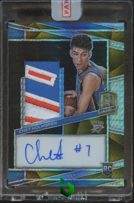 2022-23 Panini Spectra #244 Chet Holmgren Rookie Jersey Auto Gold #/10 RC