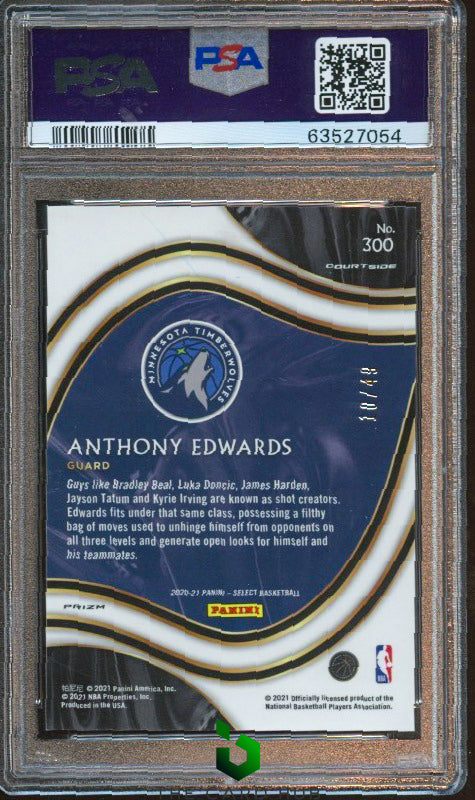 2020-21 Panini Select #300 Anthony Edwards Red Disco Prizms PSA 10 #/49 RC