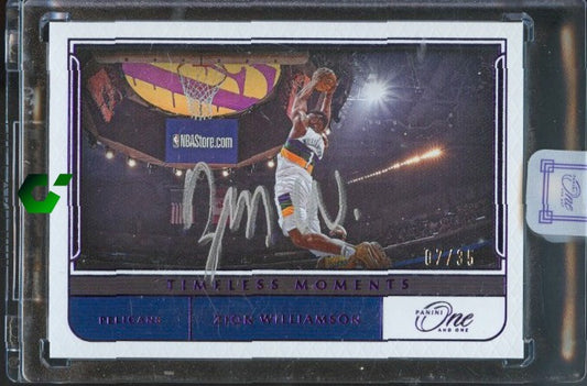 2021-22 Panini One and One #TM-ZWL Zion Williamson Timeless Auto Purple #/35