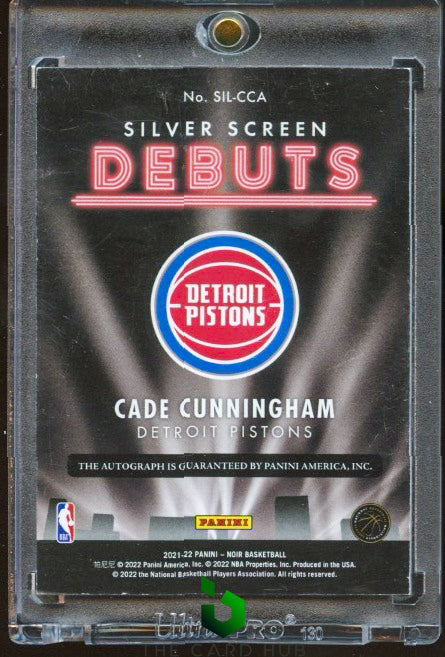 2021-22 Panini Noir #SIL-CCA Cade Cunningham Silver Screen Debut Sig #/49 RC