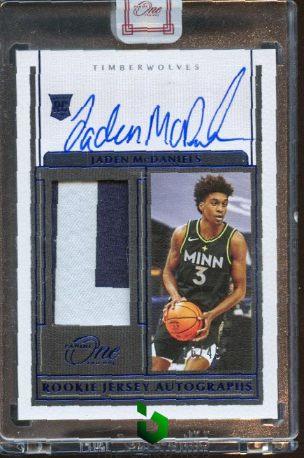 2020-21 Panini One and One #RJA-JAD Jaden McDaniels Rookie Jersey Auto Blue #/49