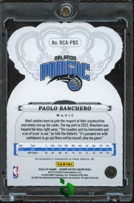 2022-23 Panini Crown Royale #RCA-PBC Paolo Banchero Rookie Crown Auto #/99 RC