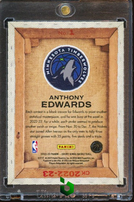 2022-23 Panini Court Kings #1 Anthony Edwards Blank Slate