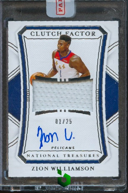 2020-21 Panini National Treasures #CF-ZWS Zion Williamson Clutch Factor Sig #/25