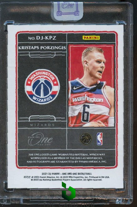 2021-22 Panini One and One #DJ-KPZ Kristaps Porzingis Dual Jersey Auto Red #/25