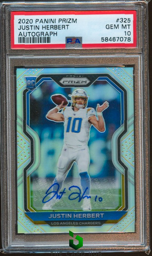 2020 Panini Prizm #325 Justin Herbert Rookie Autographs PSA 10 RC