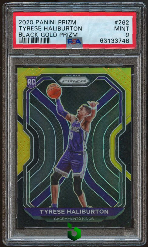 2020-21 Panini Prizm #262 Tyrese Haliburton Black Gold Prizms PSA 9 #/5 RC