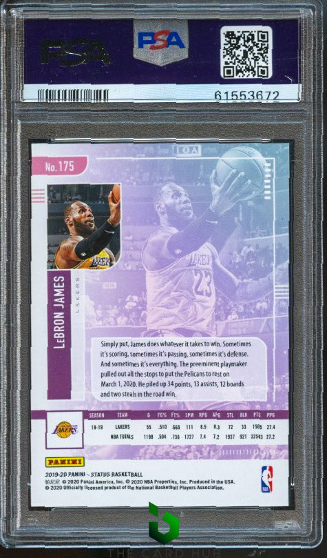 2019-20 Panini Status #175 LeBron James Gold Fireworks PSA 9 #/10