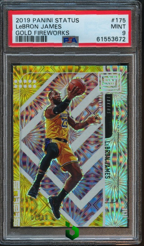 2019-20 Panini Status #175 LeBron James Gold Fireworks PSA 9 #/10