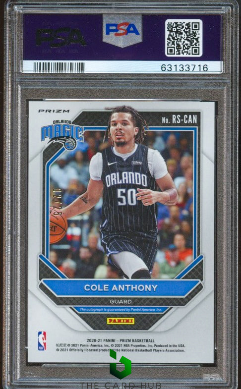 2020-21 Panini Prizm #RS-CAN Cole Anthony Rookie Signatures Mojo PSA 10 #/25 RC