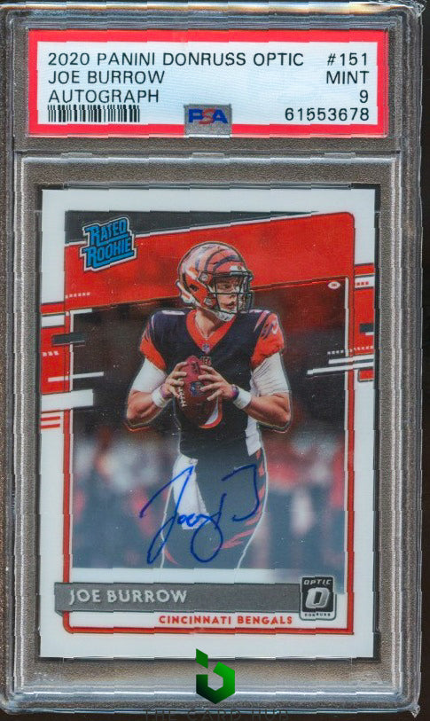 2020 Donruss Optic #151 Joe Burrow Rated Rookies Autographs PSA 9 RC