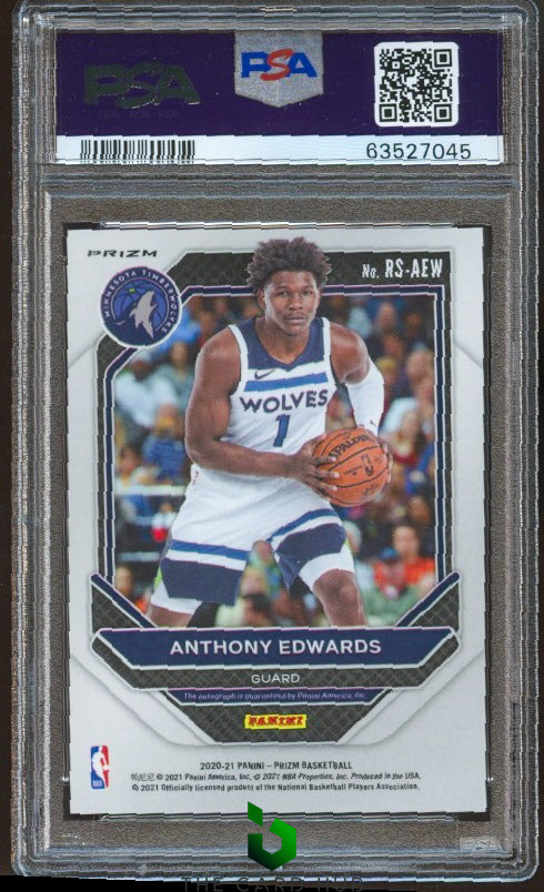 2020-21 Panini Prizm #RS-AEW Anthony Edwards Rookie Sign Gold Wave PSA 8 RC