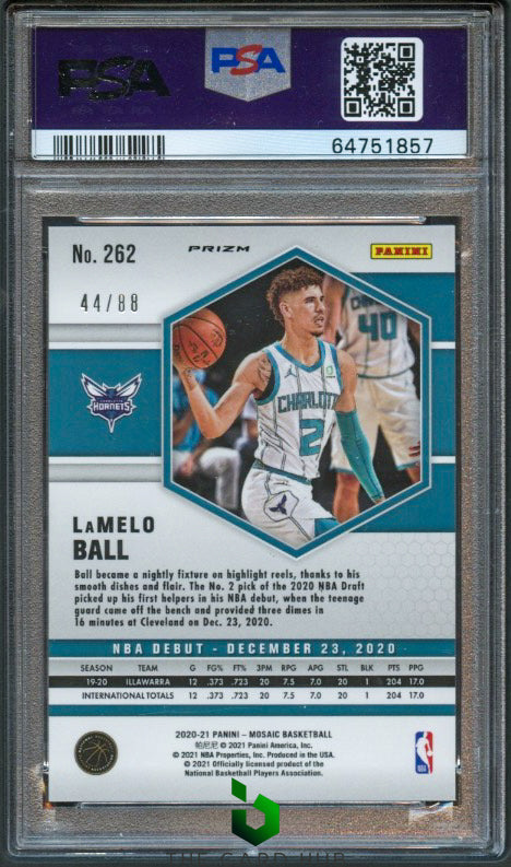 2020-21 Panini Mosaic #262 LaMelo Ball Choice Fusion Red Yellow PSA 10 #/88 RC