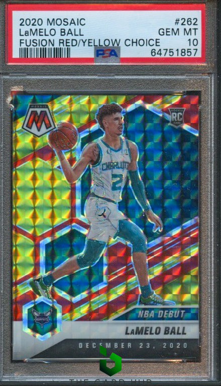 2020-21 Panini Mosaic #262 LaMelo Ball Choice Fusion Red Yellow PSA 10 #/88 RC