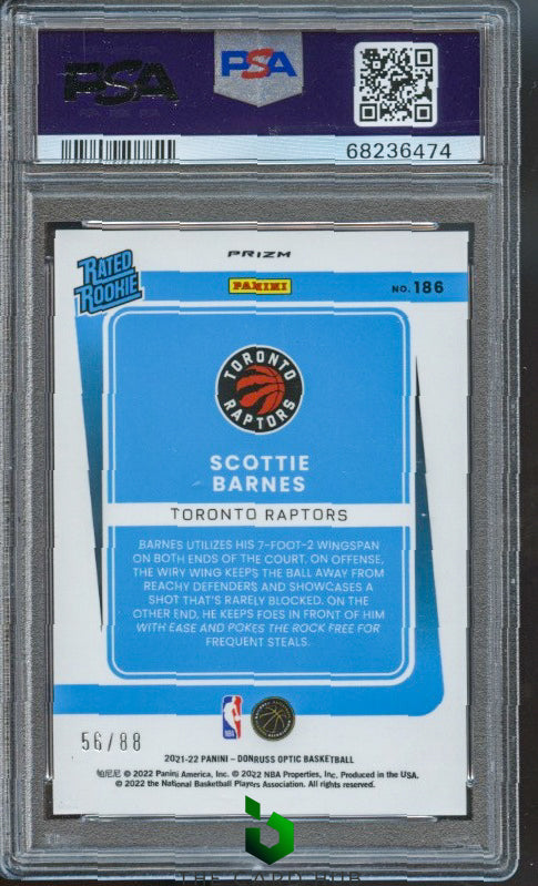 2021-22 Donruss Optic #186 Scottie Barnes Choice Red PSA 10 RC