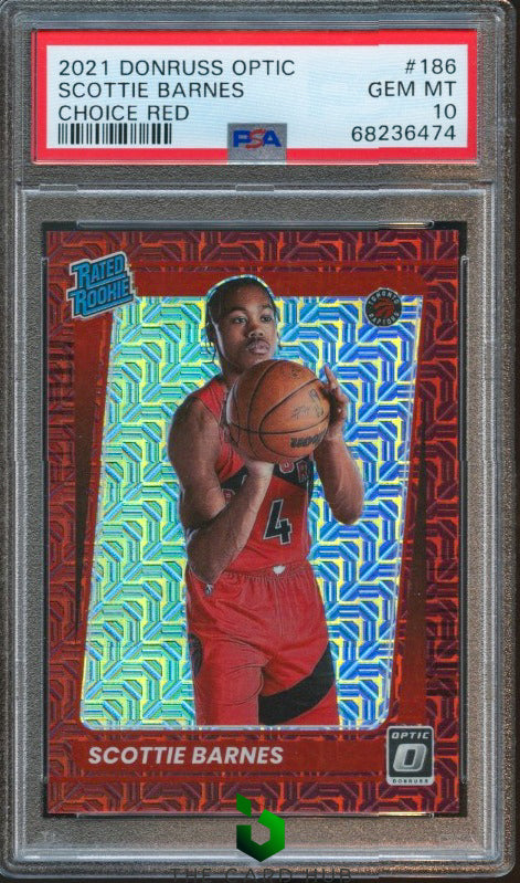 2021-22 Donruss Optic #186 Scottie Barnes Choice Red PSA 10 RC