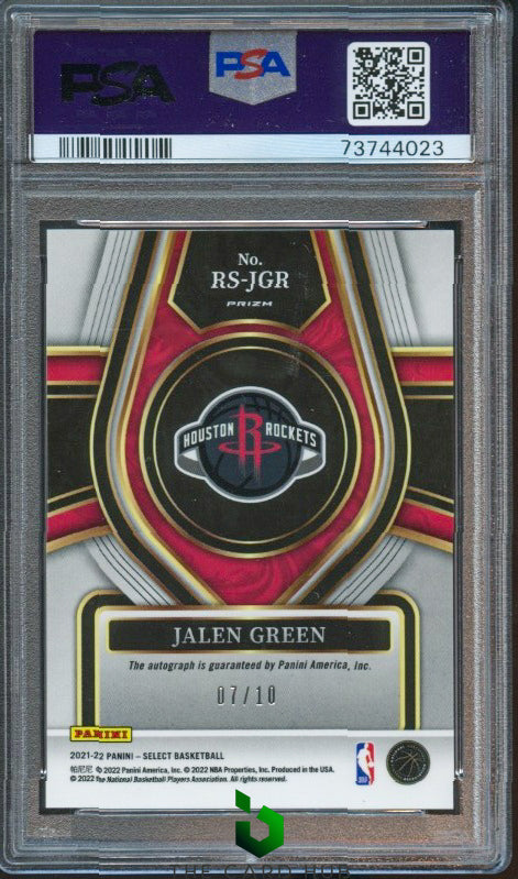 2021-22 Panini Select #RS-JGR Jalen Green Rookie Signatures Gold PSA 10 #/10 RC