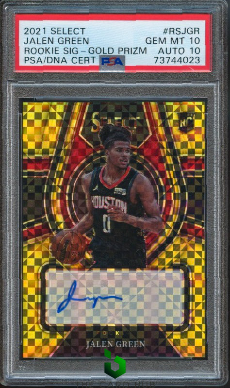 2021-22 Panini Select #RS-JGR Jalen Green Rookie Signatures Gold PSA 10 #/10 RC