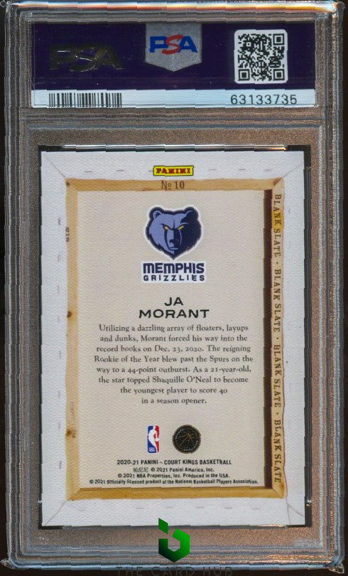 2020-21 Panini Court Kings #10 Ja Morant Blank Slate PSA 10