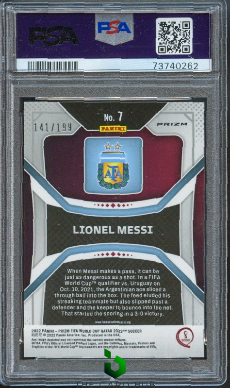 2022 Panini Prizm World Cup #7 Lionel Messi Purple PSA 10 #/199