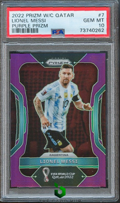 2022 Panini Prizm World Cup #7 Lionel Messi Purple PSA 10 #/199